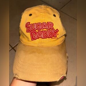 Vintage 2003 Sugar Daddy Distressed Preowned Yellow and Red Cap